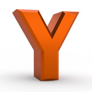 白色背景上的Y橙色字母单词插图3D渲染