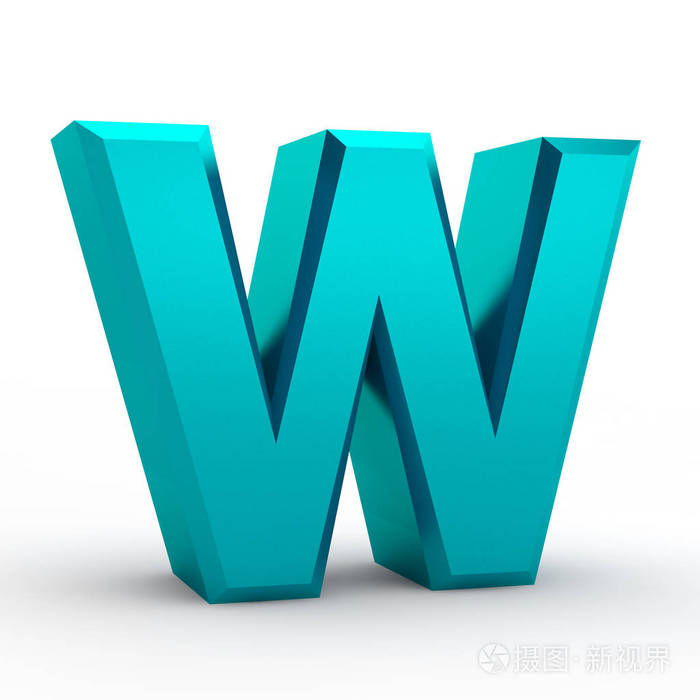 白色背景上的w蓝色字母单词插图3d渲染