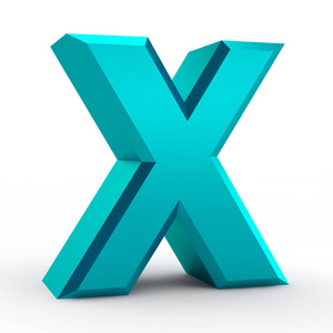 白色背景上的X蓝色字母单词插图三维渲染