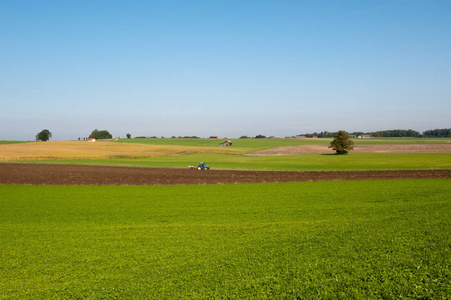 乡村 农事 农业 草地 农民 英亩 风景 巴伐利亚 拖拉机