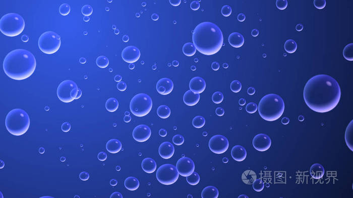 深蓝色海洋中的水泡
