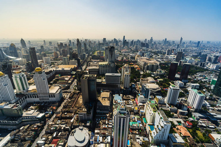 泰国曼谷市区天际线城市景观