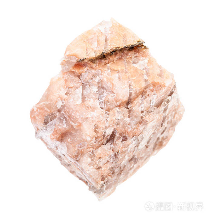 粗糙的花岗岩伟晶岩孤立在白色