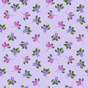Pattern watercolor ornamental flowers with leaves on the backgro