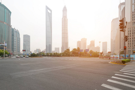 上海陆家嘴世纪大道街景。