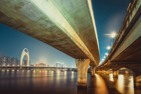 广州滨江夜景与现代城市景观