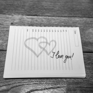 I love you, writing love text on paper, lovely message. Text on 