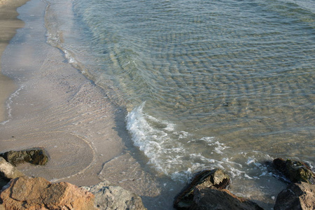 纹理 波浪 液体 阳光 海洋 美丽的 夏天 海滩 深的 绿松石