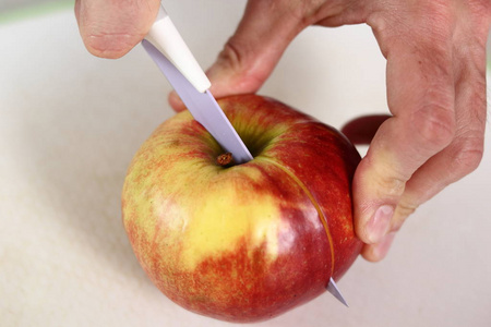 食物 塑料 苹果 制作 准备 水果 特写镜头 烹饪 切割