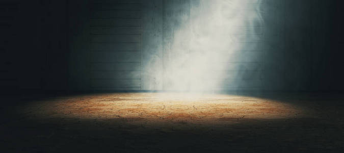 Empty dark room and fog.3d illustration