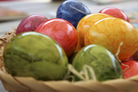 假日 篮子 庆祝 季节 颜色 复活节 传统 油漆 鸡蛋 春天