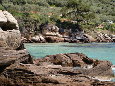 海景 假期 岩石 希腊 海岸线 海洋 自然 海岸 海湾 美丽的