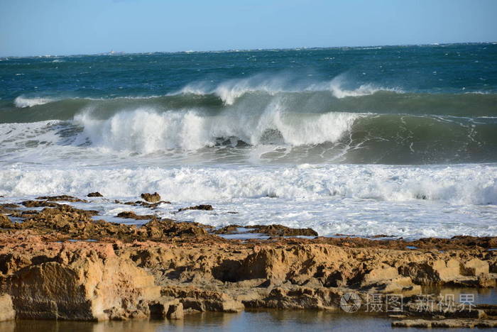 极端 飞溅 泼洒 海景 海滩 岩石 绿松石 海的 自然 环境