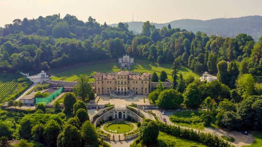 Turin, Italy. Villa della Regina with park, Aerial View 