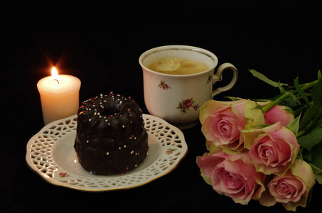 植物 浪漫的 玫瑰 花束 庆祝 围嘴 蛋糕 圣杯 约会 馅饼