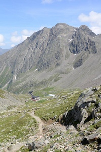 徒步旅行 蒂罗尔 阿尔卑斯山 风景 高的 乡村 石头 首脑会议