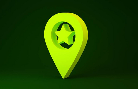 星星最爱的图钉图图标.地图标记.极简主义概念.三维插图三维渲染照片