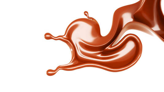 一抹牛奶巧克力。三维插图，三维渲染。
