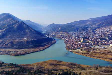 Georgia, Mtskheta, the confluence of the Kura and Aragvi rivers