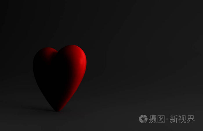 黑色背景上有一颗昏暗的大红心