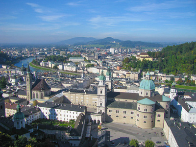 奥地利萨尔茨堡古城鸟瞰图