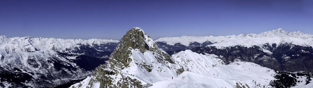 岩石 冬天 阿尔卑斯山 全景图