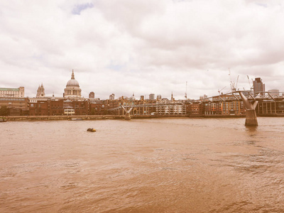 泰晤士河 英语 全景 伦敦 国家 王国 复古的 城市 城市景观