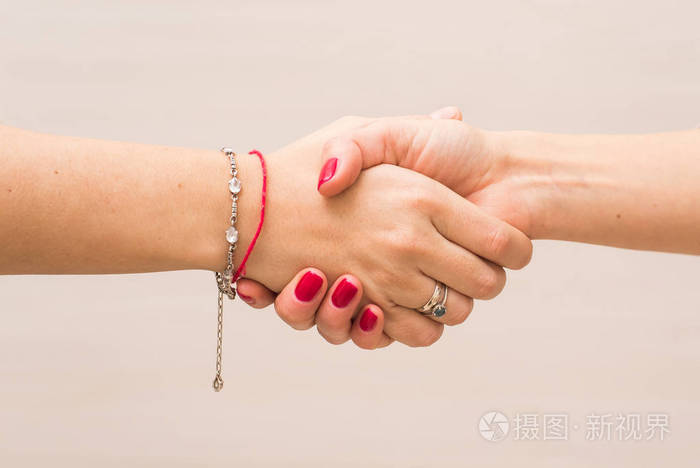 两个女人的握手争取平等权利协议的斗争