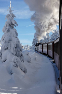 冬天 机车 车辆 在里面 火车 铁路 发动机 树脂 哈兹