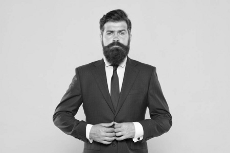 英俊的胡须男首席执行官.成功而有魅力的老板.领导理念.