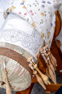枕头 艺术 纺织品 工匠 线轴 女人 工艺 辫子 手工制作的