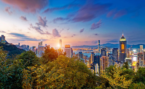 傍晚 大都市 日落 特大城市 场景 城市 夜景 商行 亚洲