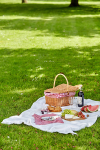 新的 阻碍 春天 乡村 毯子 聚会 水果 柳条 自然 午餐