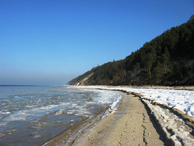 波罗的海 风景 乡村 海滩 波兰 海滨 海洋 冬天 悬崖