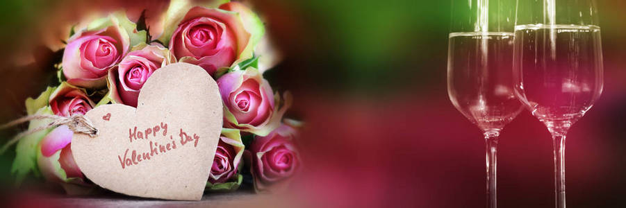 远景 香槟 海报 浪漫的 春天 玫瑰 横幅 景象 花束 感情