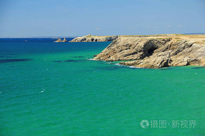 半岛 法国 绿松石 地平线 海岸 布列塔尼 夏天 夏季 海洋