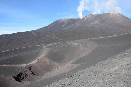 西西里岛 火山作用 火山 首脑会议 陨石坑 烟雾 意大利