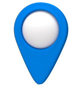 蓝色地图指针3d引脚。隔离在白色背景上的位置符号。网站定位点，指针。3D渲染。