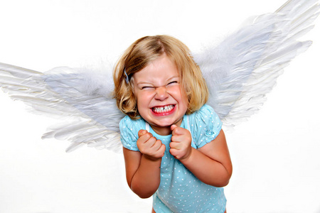 翅膀 有趣的 幸福 可爱的 天使 微笑 女孩 童年 小孩