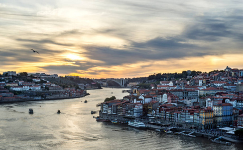 旅行 镜像 夜间 城市 天际线 欧洲 日落 旅游 葡萄牙