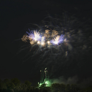 第四 乐趣 夜间 颜色 烟花 独立 节日 新的 烟火 美丽的