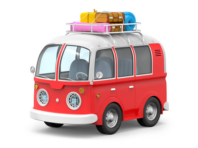 带手提箱的van retro卡通照片