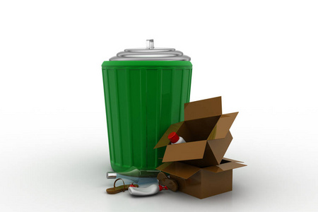 家庭 环境 箱子 插图 篮子 废纸 盖子 垃圾桶 金属 污水