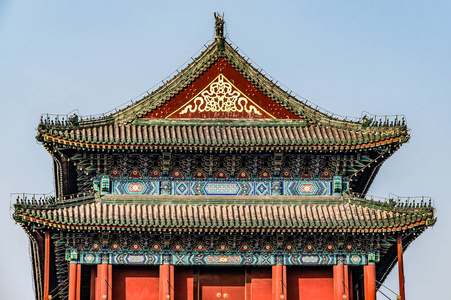 中国,北京,紫禁城不同设计元素的多彩皇宫建筑照片