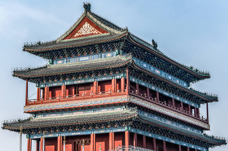 天安门大门中国北京紫禁城不同设计元素的多彩皇宫建筑照片