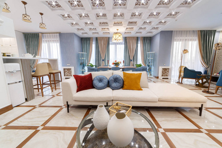 乡村别墅中大客厅的内景.照片