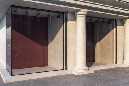 带空白玻璃橱窗的建筑照片