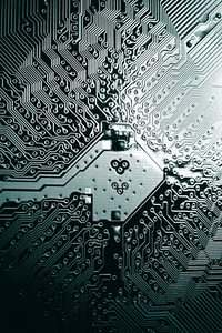 电路板。电子计算机硬件技术组件。主板数字科学垃圾背景。