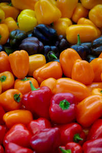 背景:五颜六色的绿,红,黄辣椒或辣椒红照片