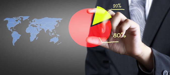 Hand touching a graphs of financial indicator accounting market 